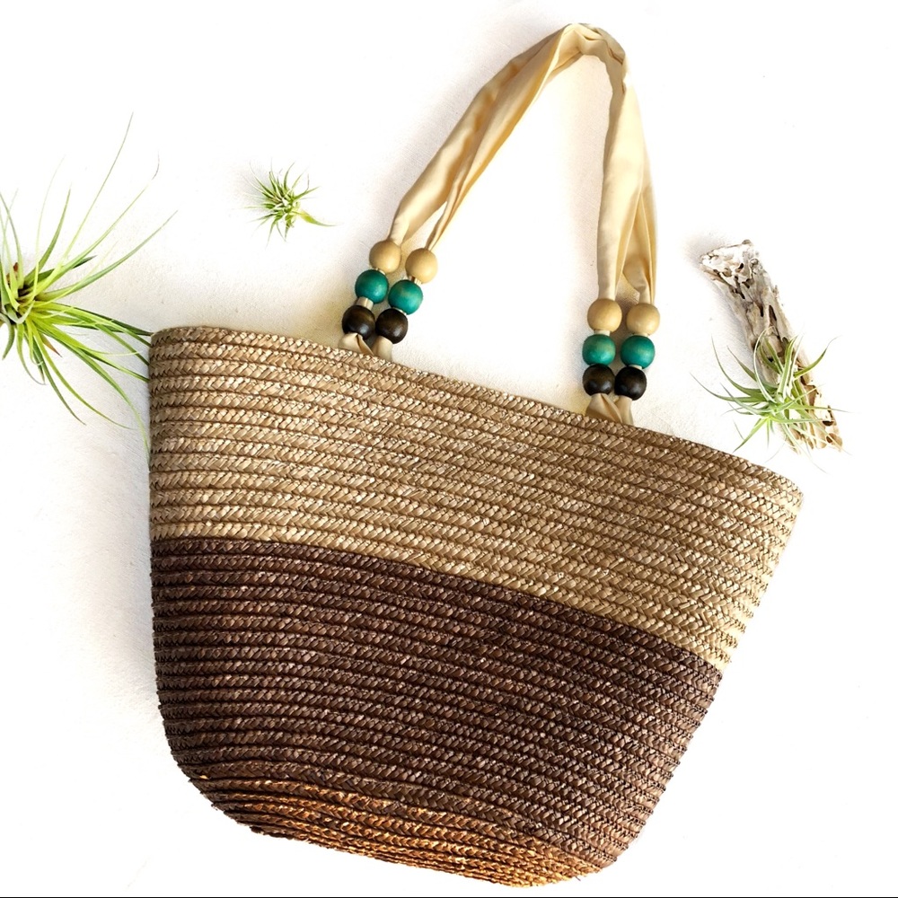 3 Beaded straw Tote Bag